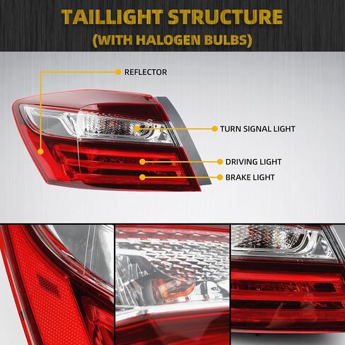 Dasbecan Driver Side Tail Light Compatible with Honda Accord Sedan 2016 2017 Left Rear Lamp Outer Replaces# ‎33550T2AA21 with LED in Saudi Arabia