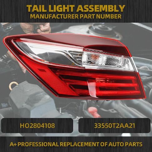 Dasbecan Driver Side Tail Light Compatible with Honda Accord Sedan 2016 2017 Left Rear Lamp Outer Replaces# ‎33550T2AA21 with LED in Saudi Arabia