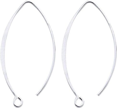 10pcs Adabele Authentic Sterling Silver V Shape 40mm Drop Flat Marquise Earring Hooks Ear Wire (Wire 0.7mm/21 Gauge) for Jewelry Making SS16-1 in Saudi Arabia
