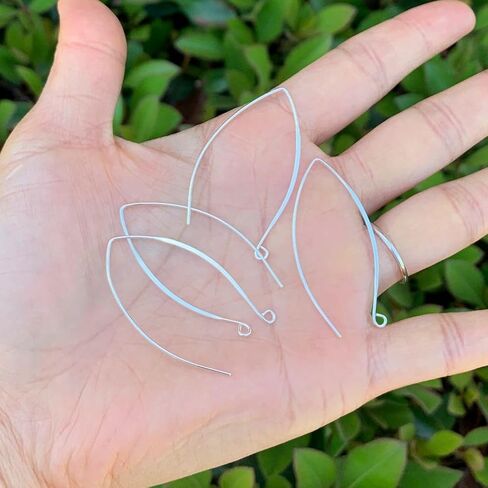 10pcs Adabele Authentic Sterling Silver V Shape 40mm Drop Flat Marquise Earring Hooks Ear Wire (Wire 0.7mm/21 Gauge) for Jewelry Making SS16-1 in Saudi Arabia