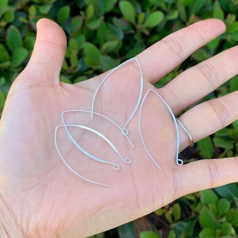 10pcs Adabele Authentic Sterling Silver V Shape 40mm Drop Flat Marquise Earring Hooks Ear Wire (Wire 0.7mm/21 Gauge) for Jewelry Making SS16-1 in Saudi Arabia
