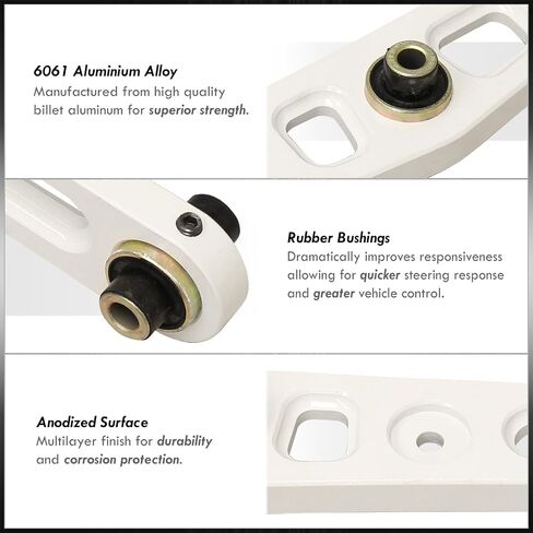 AJP Distributors JDM Rear Lower Suspension Control Arm LCA White + Bushings Compatible/Replacement For Civic CRX Del Sol Integra 1988 1989 1990 1991 1992 1993 1994 1995 1996 1997 1998 1999 2000 2001 in Saudi Arabia
