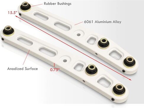 AJP Distributors JDM Rear Lower Suspension Control Arm LCA White + Bushings Compatible/Replacement For Civic CRX Del Sol Integra 1988 1989 1990 1991 1992 1993 1994 1995 1996 1997 1998 1999 2000 2001 in Saudi Arabia