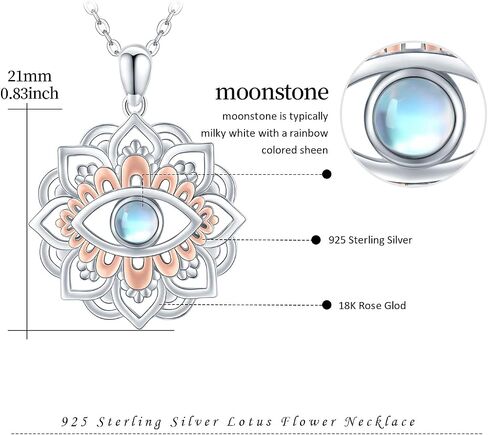 Cuoka Miracle Lotus Eye Necklace for Women Moonstone Evil Evil Lotus Prendant 925 Sterling Silver Lotus Necklace Lotus Flower Charm Jewelry for Birthday Halloween for Women Men Teen in Saudi Arabia
