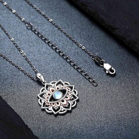 Cuoka Miracle Lotus Eye Necklace for Women Moonstone Evil Evil Lotus Prendant 925 Sterling Silver Lotus Necklace Lotus Flower Charm Jewelry for Birthday Halloween for Women Men Teen in Saudi Arabia