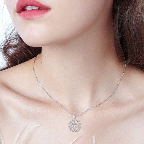 Cuoka Miracle Lotus Eye Necklace for Women Moonstone Evil Evil Lotus Prendant 925 Sterling Silver Lotus Necklace Lotus Flower Charm Jewelry for Birthday Halloween for Women Men Teen in Saudi Arabia