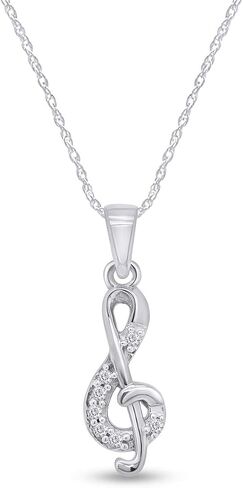 AFFY Treble G Clef Music Note Cubic Zirconia Pendant in 14K Gold Over Sterling Silver in Saudi Arabia