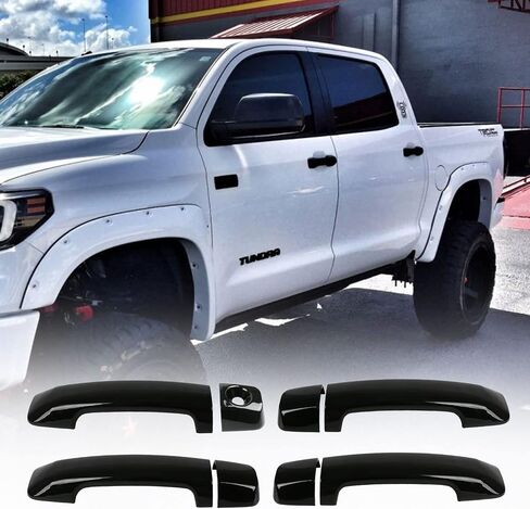 Set of 4 Gloosy Black Door Handle Covers Compatible with 2007-2019 2020 2021 Toyota Tundra 4Dr Crew Cab and 2007-2021 Toyota Sequoia in Saudi Arabia