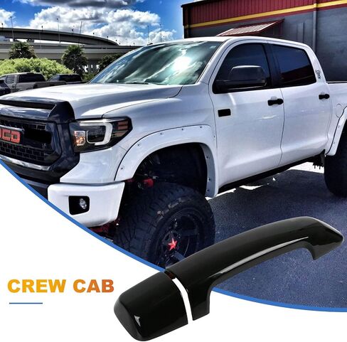 Set of 4 Gloosy Black Door Handle Covers Compatible with 2007-2019 2020 2021 Toyota Tundra 4Dr Crew Cab and 2007-2021 Toyota Sequoia in Saudi Arabia