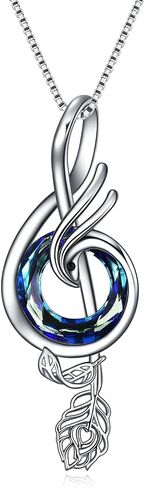 TOUPOP Music Gifts Sterling Silver Phoenix Music Pendant Necklace with Circle Crystal Musical Notes Jewelry Gifts for Women Girls Student Teacher Birthday Christmas Mothers Day in Saudi Arabia