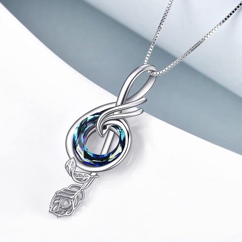 TOUPOP Music Gifts Sterling Silver Phoenix Music Pendant Necklace with Circle Crystal Musical Notes Jewelry Gifts for Women Girls Student Teacher Birthday Christmas Mothers Day in Saudi Arabia