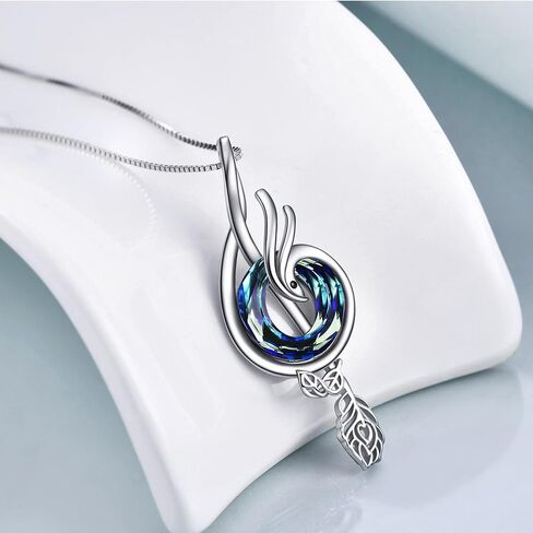 TOUPOP Music Gifts Sterling Silver Phoenix Music Pendant Necklace with Circle Crystal Musical Notes Jewelry Gifts for Women Girls Student Teacher Birthday Christmas Mothers Day in Saudi Arabia