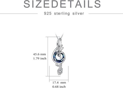TOUPOP Music Gifts Sterling Silver Phoenix Music Pendant Necklace with Circle Crystal Musical Notes Jewelry Gifts for Women Girls Student Teacher Birthday Christmas Mothers Day in Saudi Arabia