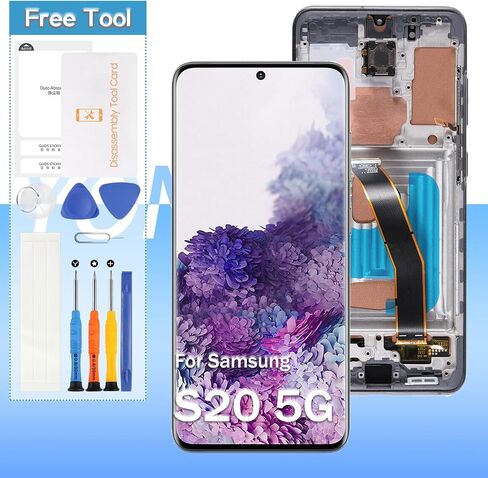 Screen Replacement for Samsung Galaxy S20 5G 6.2" TFT,for Samsung SM-G981 SM-G981F SM-G981U1 LCD Display Touch Digitizer Assembly with Tools(Black with Frame) in Kuwait