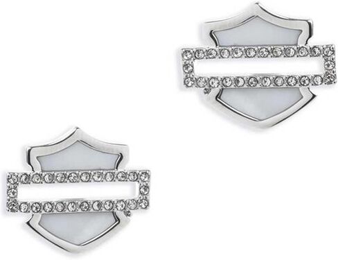 Harley-Davidson Women's Mother of Pearl Bar & Shield Logo Stud Earrings - Silver in Saudi Arabia