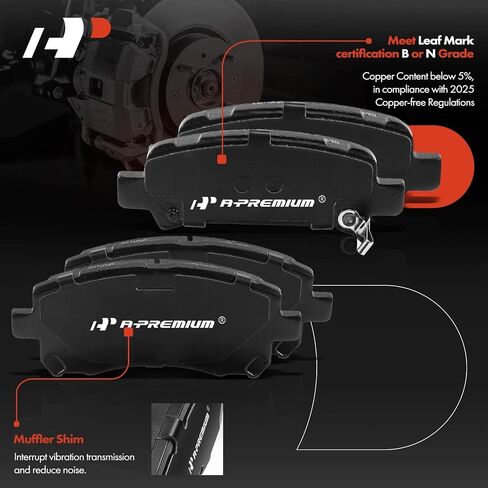 A-Premium Front and Rear Ceramic Disc Brake Pads Set Compatible with Subaru Outback 2000-2002, Forester 1998-2002, Impreza 1999-2003, Legacy 2000-2002 8-PC Set in Saudi Arabia
