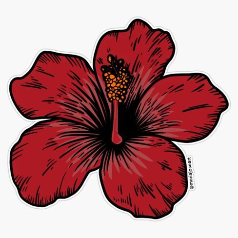 Hibiscus flower sticker vinyl finproof sticker stick stick accal car car captop window left left sticker 5 " in Kuwait