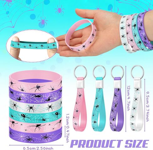 Lothee 32 Pieces Spider Web Birthday Party Decoration Set Spider Web Drawstring Bags Funny Travel Sack Backpack Rubber Bracelets Wristlet Keychain for Birthday Party Supplies Favors (Fresh Style) in Kuwait