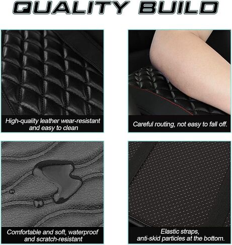 x xotic tech Center Console Pad 12.6"x7.4" PU Leather Car Armrest Seat Box Cover Mat Universal Waterproof Accessories Most Cars, SUV, Truck (Black) in Kuwait