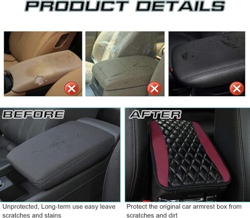 X Xotic Center Center Console Pad 12.6 "x7.4" PU Leather Car Carrest Cover Cover Cover Mat Universal Waterproof Expensory معظم السيارات ، سيارات الدفع الرباعي ، شاحنة (أسود) in Kuwait