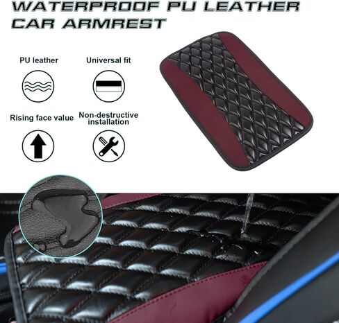 X Xotic Center Center Console Pad 12.6 "x7.4" PU Leather Car Carrest Cover Cover Cover Mat Universal Waterproof Expensory معظم السيارات ، سيارات الدفع الرباعي ، شاحنة (أسود) in Kuwait