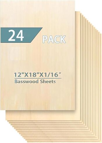 Unfinished Wood Pieces,6 Pack Basswood Sheets18 x12 x 1/16,Basswood Plywood Wood Sheets for Crafts,Perfect for Painting,Drawing,Laser,Engraving,Burning and CNC Cutting (12x18x1/16) in Saudi Arabia