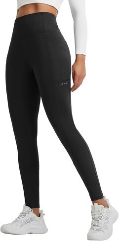 baleaf Women's Fleece Lined Leggings Thermal Winter Warm Pants High Waisted Cold Weather Tights with Cross Pockets in Saudi Arabia