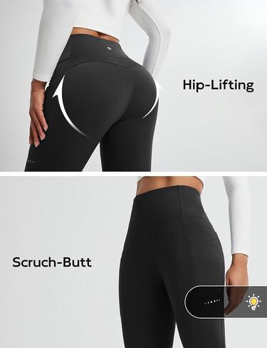 baleaf Women's Fleece Lined Leggings Thermal Winter Warm Pants High Waisted Cold Weather Tights with Cross Pockets in Saudi Arabia