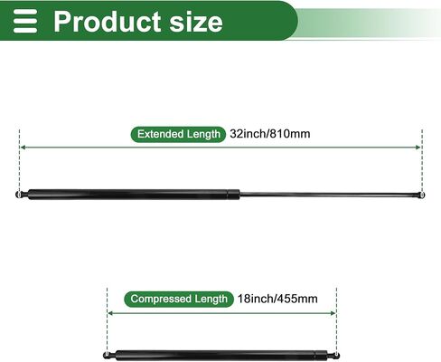 Motoforti Universal Lift Supports Struts Gas Struts 32inch/810mm 80Ib/355N/35.5kg Carbon Steel Silver Tone 2pcs in Saudi Arabia