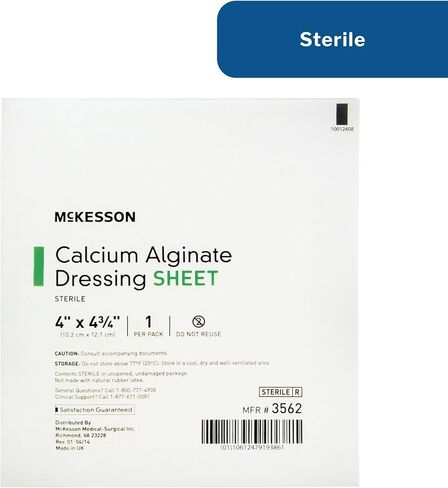 McKesson Calcium Alginate خلع الملابس ، منصات خلع الجرح ، ورقة غير موصية غير لاصقة ، 4 في × 4 3/4 بوصة ، 10 عدد in Saudi Arabia