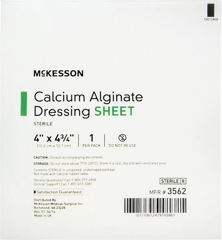 McKesson Calcium Alginate خلع الملابس ، منصات خلع الجرح ، ورقة غير موصية غير لاصقة ، 4 في × 4 3/4 بوصة ، 10 عدد in Saudi Arabia