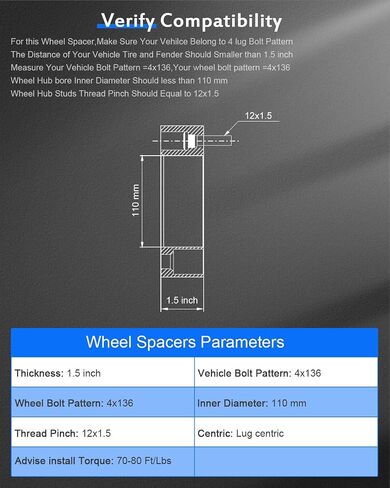 ECCPP 4x136mm to 4x136mm Wheel Spacers 1.5 inch 4 lug Fit for Honda SXS1000M5 Pioneer 1000-5 2016-2024 for Honda SXS10S2R Talon 1000R 2019-2024 -4PCS in Saudi Arabia