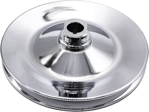 Chrome Power Steering Pump with pulley and Bracket Kit Compatible with Small Block Chevy Long Water Pump SBC 265 283 305 327 350 383 400 Engines Replace Keyway style 5/8" in Saudi Arabia