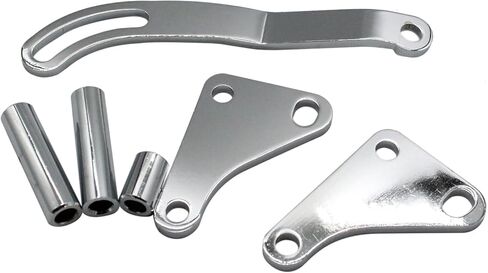 Chrome Power Steering Pump with pulley and Bracket Kit Compatible with Small Block Chevy Long Water Pump SBC 265 283 305 327 350 383 400 Engines Replace Keyway style 5/8" in Saudi Arabia