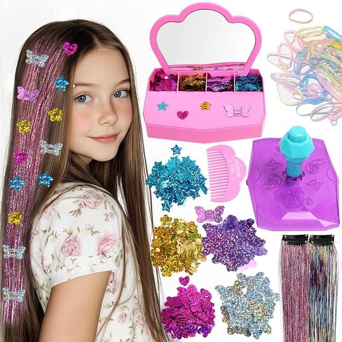 Gem Stapler for Hair ، Asose Hair Gem Stamper Bedazzler Kit with Hair Glitter Patch ، Hair Jewel stamper for Girls ، Hairing Design Art Crafts Gift for Vice 6-12 Girls ، in Kuwait