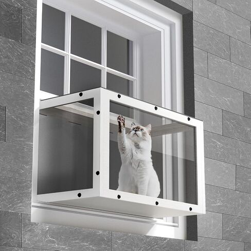 Window Cat Perch Catio, Wood Cat Window Box, Window Catio for Indoor Cats. Catio Window for 2 Adult Cats. Cat Window Box Fits Vertical Windows 24"-36" Wide KGCCIZI. in Saudi Arabia