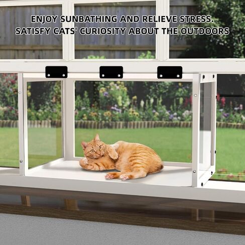 Window Cat Perch Catio, Wood Cat Window Box, Window Catio for Indoor Cats. Catio Window for 2 Adult Cats. Cat Window Box Fits Vertical Windows 24"-36" Wide KGCCIZI. in Saudi Arabia