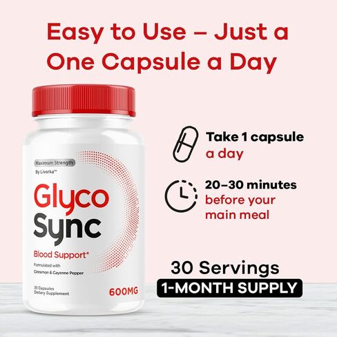 كبسولات Sync Glyco - حبوب ملحق Glyco Sync الرسمية ، جميعها دعم توازن Glycosync الطبيعي للصحة والعافية ، مراجعة صيغة Synk Synk ، 30 كبسولة لمدة شهر واحد in Kuwait
