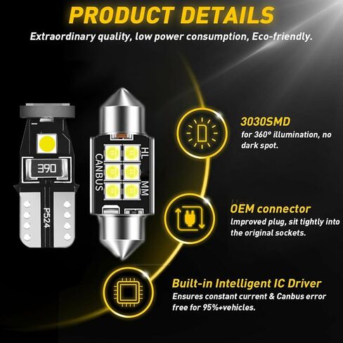 6000K Bright White Interior LED Bulbs Kit Package Map Dome Glove Box and License Plate Lights Replacement for Dodge Ram 1500 2500 3500 2003 2004 2005 2006 2007 2008 2009 + Free Install Tool in Kuwait