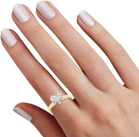 منطقة جوهرة الولايات المتحدة الأمريكية على شكل قلب أبيض مكعب من الزركونيا الخاتم solitaire في الذهب 14K على الفضة الاسترليني (5 قيراط) in Kuwait
