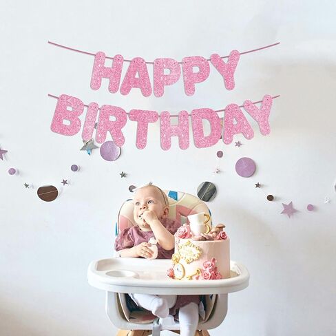 لافتة عيد ميلاد سعيدة قبل الشوط الساخن بريق وردي ، زخارف حفلة عيد ميلاد وديكور خلفية عيد ميلاد سعيد/علامة in Kuwait