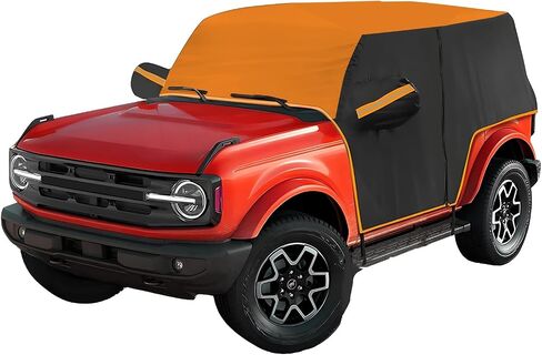 JOJOCY Car Cover for Ford Bronco 2021-2024, 420D Car Window & Door Cover Protect from Rain, Snow and Sun Orange Roof More Recognisable Driver Door Zipper (4 Door) in Saudi Arabia