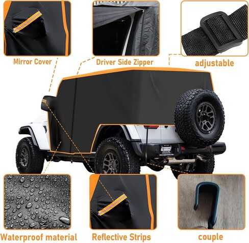 JOJOCY Car Cover for Ford Bronco 2021-2024, 420D Car Window & Door Cover Protect from Rain, Snow and Sun Orange Roof More Recognisable Driver Door Zipper (4 Door) in Saudi Arabia