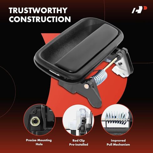 A-Premium الخلفي على جانب الراكب الأيمن مقبض الباب الخارجي المعدني المتوافق مع Toyota Tacoma 2001 2002 2003 2004 ، Crew Cab Pickup 4-Door ، Black ، استبدل# 6923035080 in Saudi Arabia