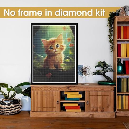 مجموعات فن الماس Bimkole 5D للبالغين كات برتقالي ، حفر كامل الحفر DIY مجموعة التطريز الطلاء مع الماس Art Daisy حيوانات من أرقام عبور غرزة الجدار الزخرفة 12x16 بوصة in Kuwait
