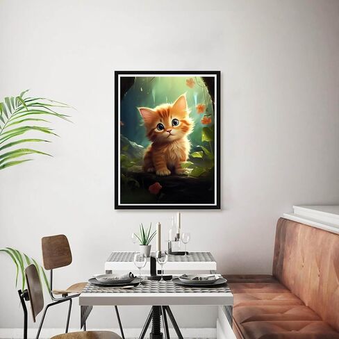مجموعات فن الماس Bimkole 5D للبالغين كات برتقالي ، حفر كامل الحفر DIY مجموعة التطريز الطلاء مع الماس Art Daisy حيوانات من أرقام عبور غرزة الجدار الزخرفة 12x16 بوصة in Kuwait