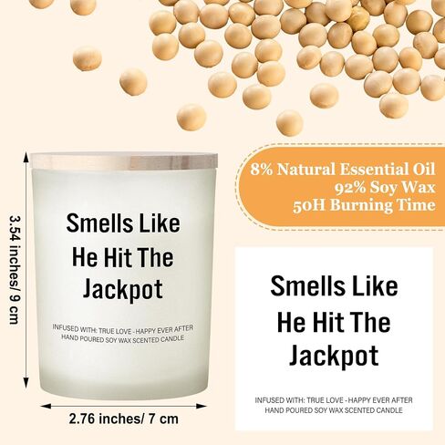 Funny Engagement Gift for Bride to Be Engaged Lavender Scent Candle Soy Wax Smells Like He Hit The Jackpot Proposal Bride Candle Gifts for Birthday Bridal Shower Party in Saudi Arabia