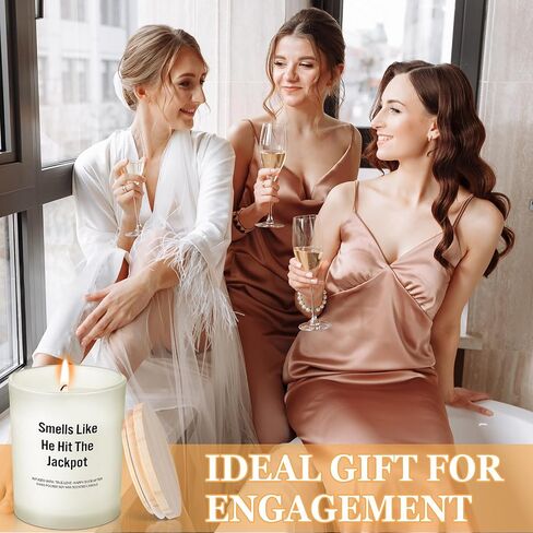 Funny Engagement Gift for Bride to Be Engaged Lavender Scent Candle Soy Wax Smells Like He Hit The Jackpot Proposal Bride Candle Gifts for Birthday Bridal Shower Party in Saudi Arabia