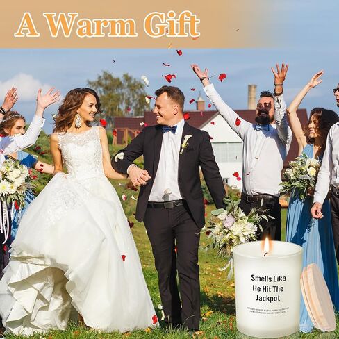 Funny Engagement Gift for Bride to Be Engaged Lavender Scent Candle Soy Wax Smells Like He Hit The Jackpot Proposal Bride Candle Gifts for Birthday Bridal Shower Party in Saudi Arabia