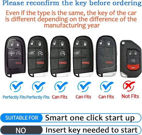 Tukellen for Jeep/Dodge Key Fob Cover Leather,Leather Key Case Protector Compatible Jeep Grand Cherokee Renegade Chrysler 200 300 Dodge RAM Durango Challenger Journey Dart Fiat-Black(Red line) in Saudi Arabia